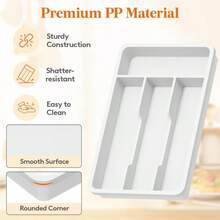 Lifewit Silverware Drawer Organizer Tray, Plastic Cutlery Storage For Kitchen Drawer, Flatware And Utensil Holder Divider For Spoons Forks Knives Tableware, 5 Compartment, Black - ColorA - 查看 4