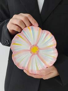 1/2/4pcs Pink Floral Ceramic Plates, European Sunflower Ceramic Dinner Plates, Casual Snack Plates, Afternoon Tea Dessert Trays, Breakfast Plates, Coffee Trays, Ceramic Dinnerware, Fruit Plates, Candy Dishes, Gift Tableware - Multicolor - View 15