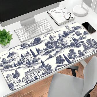 Extra stor skiss House Mouse Pad, Gaming skrivbordsmatta, stor tangentbordsplatta, tvättbar, halkfri botten av gummi, sydd kant, presentmusmatta, skrivbordsskydd, studiekudde, flera storlekar tillgängliga, datorns tangentbordsmatta, bärbar datorkudde