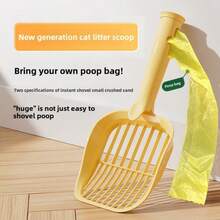 1PC Anti-Slip Handle Cat Litter Scraper - Durable Splash-Proof Efficient Sifting Sturdy For Home Litter Box Cleaning Dorm Pet Care Cat Houses Apartment Cat Care | Hassle-Free Mess-Free Cat Litter Scoop - Màu vàng - Xem 6