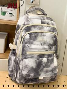 Multi-Compartment Cloud-Shaped Preppy Nylon Backpack Women Purse, Can Hold A 15.6-Inch Laptop, Multi-Pocket Lightweight School Bag, Multi-Functional Book Bag, Large-Capacity Travel Bag, Convenient Commuter Day Bag, Suitable For Students, Junior High School, High School, Nurses, Teachers, Business People, Travel And Vacation, Business Trips, Daily Commuting, Shopping, Office, Dating, Hiking, Training, Work, Birthday Gift, Holiday Gift, Mochilas - Multicolor - View 14