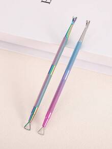 5pcs/2pcs/1pc Professional Salon Quality Metal Double-Sided Cuticle Pusher And Nipper, Stainless Steel Gel Nail Polish Remover, Manicure Pedicure Cleaning Pressure Tool For Nails And Toenails, Salon Use - Black - View 8