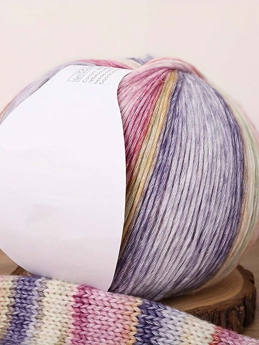 1包-50克渐变色马海毛纱线，柔软单股纱线，适合手工编织围巾、帽子、毯子 - 彩色 - 查看 1