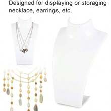 Exhibidor de joyera de maniqu, soporte de collar de 3 colores de joyera de acrlico, exhibicin de joyera al por menor, arete, accesorios de joyera, modelo de estante - Blanco - Ver 5