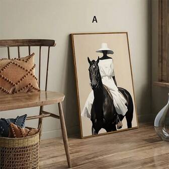 1pc/2pcs,Unframed Modern Art Canvas Poster, ''Modern Equestrian Fashion'' Painting, Ideal Gift For Bedroom Living Room Corridor, Creative Artwork Wall Painting For Gift, Bedroom, Office, Living Room, Dormitory, Wall Decor, Home Decor
