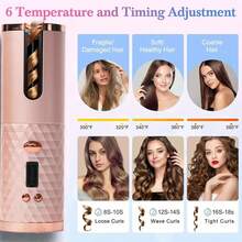 Automatic Curling Iron, Cordless Hair Curler Iron With LCD Temperature Display And Timer, 3 Adjustable Temperature Portable USB Rechargeable Fast Auto Curler For Hair Styling - White - View 6