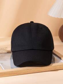 1pc Men's Solid Color Simple Sun Visor Baseball Cap, Casual Snapback Hat, Unisex Design Suitable For All Seasons Outdoor Leisure Sports - Black - View 6