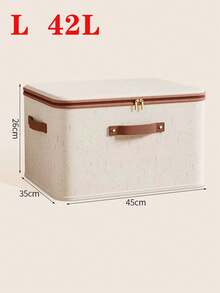 1pc Foldable Storage Box - Durable & Spacious Dual Zipper Storage Bin With Faux Leather Handle, Portable Clothes Storage Box For Home, Under Bed - Multicolor - View 13