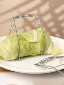 1pc Stainless Steel Cabbage Clip,Meat Roll Holder,Barbecue Assistant,Reusable Cabbage Clip, Cooking And Baking Kitchen Tool - Silver - View 1