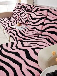 1件装柔软毛绒面料宠物防抓沙发座套，情人节斑马纹图案，多色可选，加厚提花毛绒沙发靠垫套，适用于沙发靠背、1/2/3/4/L型贵妃椅，秋冬季款 - 彩色 - 查看 7