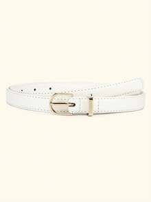 2pcs/Set Teenager Skinny PU Leather Belt Thin Waist Belt With Metal Buckle For Pants Jeans Dresses - Multicolor - View 5