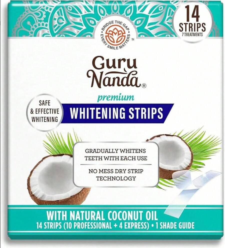 14/28/56 Strips GuruNanda Teeth Whitening Strips - 7-Day Treatment With Non-Slip, Dry Strip Technology - Whitening Designed With Care For A Brighter Smile PZXL - 白色 - 查看 1