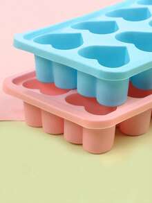 1个心形硅胶冰格 - 10孔心形冰格，适用于巧克力、布丁、果冻和糖果 | 灵活的手动模具，适用于冰箱，厨房配件，冰箱冰格，易于脱模，可重复使用 - 彩色 - 查看 7