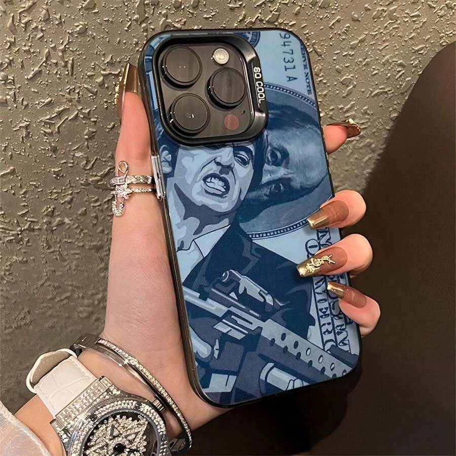 Funda para iPhone con diseño de mono y estrellas: una funda protectora caprichosa con diseño 3D y elementos festivos, compatible con iPhone 11/12/13/14/15/16/17 Pro. Resistente a golpes, diseño creativo pintado a mano, ideal como regalo para novia, impermeable, anticaídas y resistente a arañazos. - Negro - Ver 1