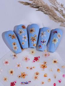 قطعتان من ملصقات الأظافر المزخرفة بارزة 5D بتصميم الزهور الأنيقة، باقات زهور صغيرة باللون الأحمر والأبيض والأصفر والبني، ديكورات فنية للأظافر، لاصقة ذاتية الالتصاق، مستلزمات تزيين الأظافر للفتيات والنساء - متعدد الألوان - مشاهدة 9