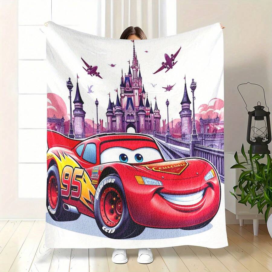 1 Piece Disney Cars  Blanket - Soft Flannel All-Season Comfort Blanket, Suitable For Bed, Sofa, Travel, Camping - Machine Washable Birthday Or Christmas Gift, Disney Pixar Cars Movie Fans - Official Disney Product, Sofa Blanket, Lively Design, Durable Material, 2D Flat - 風格 - 查看 1