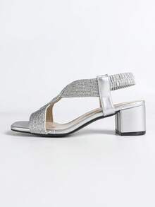 Summer Bestseller Rope Criss-Cross Strap High/Low Heel Silver Women Sandals - Silver - View 5