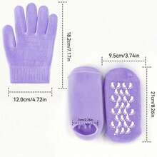 4件套女士保湿手足护理套装，包含：超柔软内衬乳霜SPA腿套、修复干燥皲裂足部保湿手足套（日常佩戴）、保湿凝胶足膜腿套、去角质修复腿套、滋养足膜凝胶腿套、四季保湿防皲裂袜套装、含精油的滋养手套 - 彩色 - 查看 5