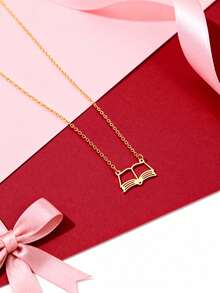 1件朋克风设计书本吊坠项链，独特创意男女皆宜的珠宝 - 均碼 - 查看 2