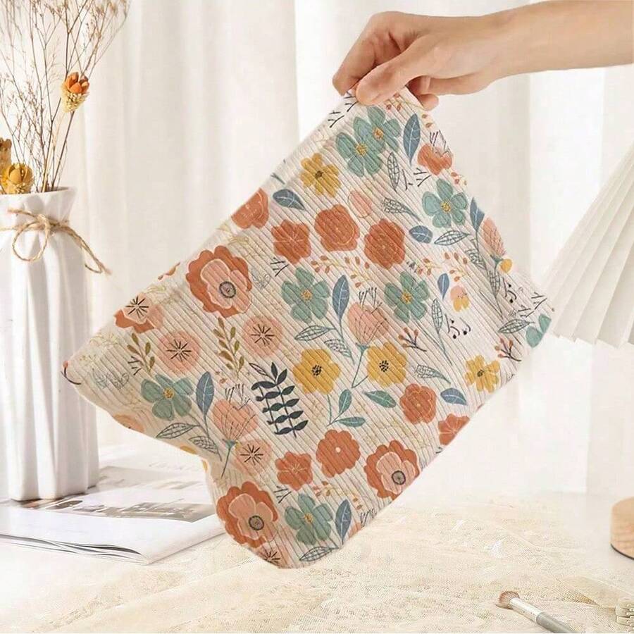 1个手绘花卉灯芯绒化妆包 - 复古印花拉链包，轻便多用途收纳包（礼品装） - 彩色 - 查看 1