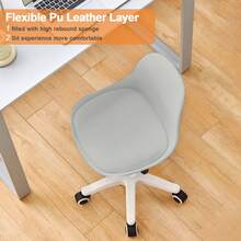 Height-Adjustable Desk Chair - Cute Padded Armless Chair For Girls, Plastic Office Chair For Home, Small Comfortable Study Chair For Teenagers, Ideal For Home Office And Dressing Table - Xám - Xem 4