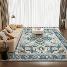 1pc, Orhopui Retro-Style Sponge Carpet, Stain Resistant, Non-Shedding, Washable Rugs, Living Room Rugs, Non-Woven Felt Spot Molding On Non-Slip Bottom Floor Mats - Stain Resistant Vintage Design Rugs For Living Rooms, Non-Slip Foldable Oversi,Luxury Velvet Carpet