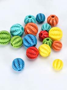 1pc Dog Toy Ball, Interactive Rubber Ball Chew Toy For Small Dogs, Dental Cleaning Ball, Pet Feeder Silicone Ball Toy - Multicolor - View 5