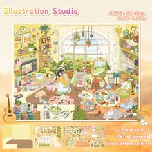 3D Miniature House DIY Landscape Stickers, Music Studio, Illustration Studio, Suitable For Gifts, Office, Home, Marking, Labels, Classrooms, Entertainment Toys, Student Journals, Creative Retro Decoration DIY Stickers - Multicolor - View 3