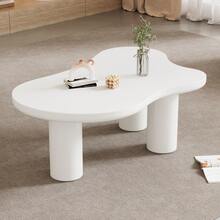 Irregular Cloud-Shaped Coffee Table, 107 Cm Long, 66 Cm Wide, 40.5 Cm High, MDF Top And PVC Legs, With Felt Pads - White - View 11