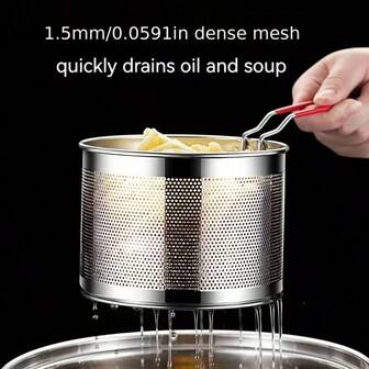 1pc Stainless Steel Deep Fry Basket, 3 Different Sizes, Durable And Easy To Clean, With Detachable Heat-Resistant Handle, Suitable For Refrigerator, Oven, Dishwasher, For Frying French Fries, Fried Chicken, Pasta, And Applicable To Gas Stove And Induction Cooktop