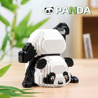 1300+Pcs Panda Building Blocks Model, DIY Assembly Small Particles, ABS Material, Indoor Home Decor, Cute Chinese Pet Model, Black And White Combination Desktop Ornament, Birthday/Christmas/Halloween Gift For Men And Women