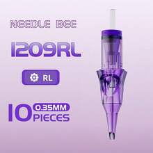 Gold Plume 10pcs Professional Disposable Tattoo Needles, RL RS RM M1 Size, Permanent Makeup Eyebrow Lip Tattoo Machine Needle Cartridges - Purple - View 13
