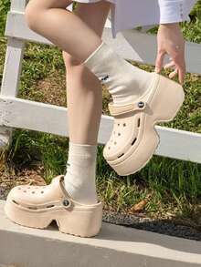 女士厚底凉鞋，2025新款夏季厚底洞洞鞋，防滑透气沙滩鞋，增高EVA拖鞋