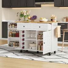 Mobile Storage Islands - White+Natural + MDF + European - View 3