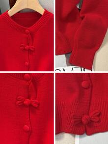 JIANHU Spring Butterfly Knit Cardigan, Short Design, Suitable For Petite Figure, Elegant Versatile, Create Fashionable Look - Red - View 8