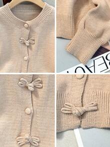 JIANHU Spring Butterfly Knit Cardigan, Short Design, Suitable For Petite Figure, Elegant Versatile, Create Fashionable Look - Camel - View 8