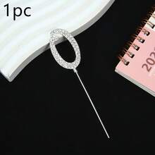 1pc/10pcs Silver Rhinestone Number 0-9 Cake Topper, Suitable For Birthday Wedding Party Cake Decorations - Silver - View 10