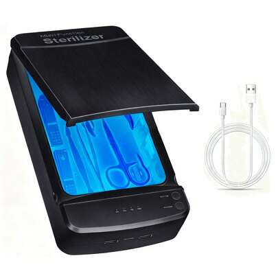 USB-C便携式消毒盒，采用无菌技术 | 适用于美甲工具、纹身针、手机、美容配件等物品的消毒 | 适用于家庭、沙龙和旅行