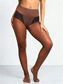 2 Pairs Women's Sexy 30D Transparent Stockings, Coffee Brown Pantyhose, Fashionable & Minimalist - Coffee Brown - View 6