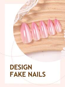 24 Stücke Farbverlauf rosa holografische Nagel Sticker, mittelgroße mandelförmige Dekoration, minimalistischer Y2K Stil, glatte Oberfläche, Vollabdeckung Künstliche Nägel, geeignet für Frauen & Mädchen für den täglichen Gebrauch