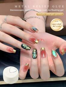 annies 5g Gold Metal Embossing Gel Free Of Cleaning Three-Dimensional Carved Modeling Nail Polish Gel Special For Metal Texture Nail Salons1pcs/2pcs - 彩色 - 查看 9