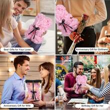 1PC Rose Bear Valentine's Day Mother's Day Best Gift For Friends' Wedding Anniversary Birthday Handmade Teddy Bear Cute And Romantic Eternal Flower Bear(NO Gift Box) - Baby Pink - View 6