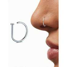 VJS 1个/3个/5个装 女士/女孩假鼻环，金色不锈钢D形，简约美式风格，可定制字母，嘻哈街头风，无需穿孔，假鼻钉，0.8*8毫米 - 彩色 - 查看 15