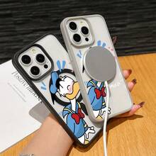 Disney DonaldDuck Character Phone Case, Featuring Cute And Playful Expression Designs, Simple And Stylish, Smooth To The Touch, With Strong Magnetic Adhesion, And Camera Protection. Suitable For Girls. Compatible With IPhone 17/16/15/14/13/...12 Mini Pro Max Pro Plus XRXS, As Well As SamsungGalaxy S20, S21, S22, S23, And S24 Series. The Perfect Gift For Family And Friends. Stylish Phone Case, Fun Expression Design, Trendyphone Case, Lightweight And Durable Material. - màu đen - Xem 4