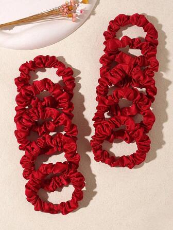 Set de 10 coleteros de satén burdeos, lazos de pelo de textura de satén, accesorios de pelo versátiles para mujer