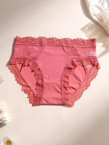 3 piezas de bragas de mujer con encaje y seda sintética, de talle bajo, sin costuras, suaves y transpirables, para uso diario, deportes y yoga - Multicolor - Ver 3