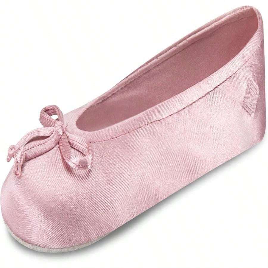 Isotoner Women'S Classic Stretch Satin Ballerina Slippers With Satin And Sequin Bow Tie - Màu đỏ tím - Xem 1