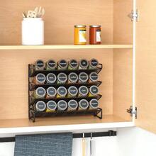 Spice Rack Organizer With 28 Spice Jars, 386 Spice Labels, Chalk Marker And Funnel Set Cabinet, Countertop, Pantry, Cupboard Or Door Wall Mount - 28 Jars, 13.4 Inch* 10.8 Inch H, Black - 24 Jars, 11.8"W * 10.8"H + Black - View 3