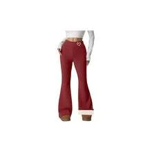 - Pantalones de invierno con forro polar para mujer, pantalones trmicos gruesos para yoga, con bolsillos, cintura alta, leggings acampanados, pantalones de trabajo - 2XL + A05-vino - Ver 2