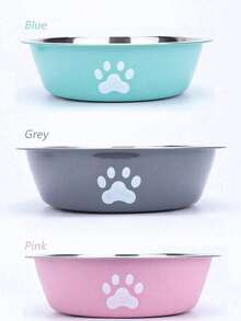 1 Stainless Steel Pet Bowl, Suitable For Both Drinking And Feeding, Including Dog Feeder, Cat Food Feeder, Dog Water Bowl, Cat Water Bowl, Anti-Slip And Durable, Equipped With Anti-Slip Silicone Base, Medium Size, Can Be Used To Hold Food And Water, Suitable For Small Dogs And Cats - Multicolor - View 1